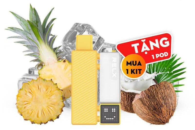 RELX積木電子煙18000puffs煙彈鳳梨椰子口味智能顯示屏